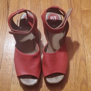 FLY Wedged Leather Sandals